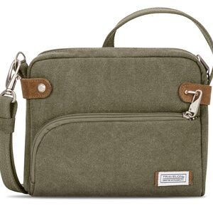 Travelon Olive Green Crossbody Bag with Brown Accents